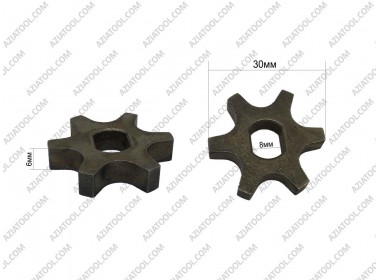 Зірочка на 6 променів (D-30мм, шліц 10х8мм, Н-6мм)