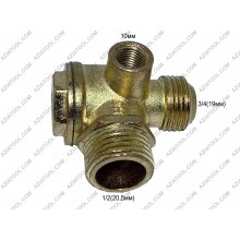 Обратный клапан 1/2(20,5мм) Х 3/4(19мм) Х 10мм внутренняя резьба 