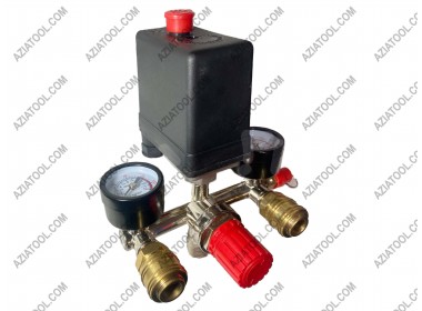 Автоматика 220V 1 вихід у зборі з редуктором і манометрами (PRO)