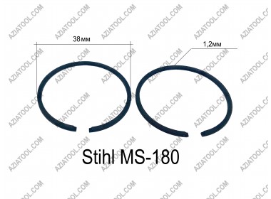 Кольца поршневые 38 х 1.2 мм на бензопилу Stihl MS-180